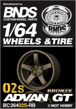 1/64 Plastic WHEELS RIMS TIRES SET For Diecast Models -ADVAN GT-02S -BRONZE-
