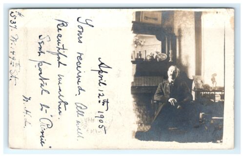 April 1905 Interior Portrait Skelton Skull Portrait RPPC New York City, New York