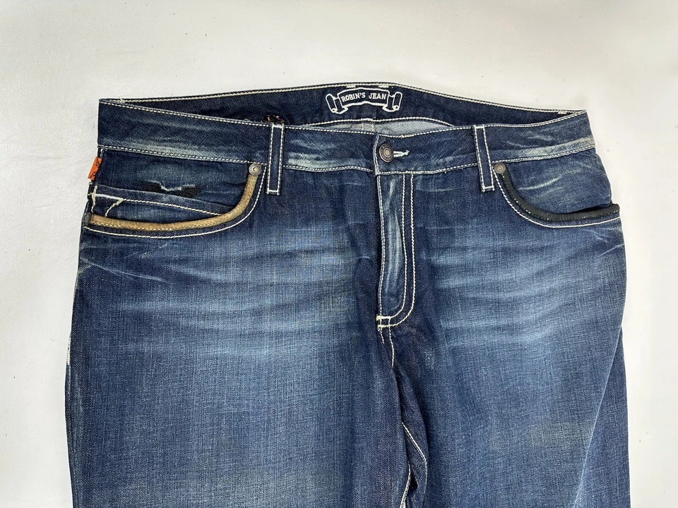 Robin's Jeans Men's Flap Studded Black Leather Pockets Embroidered Size 40x31 - Image 2 of 4