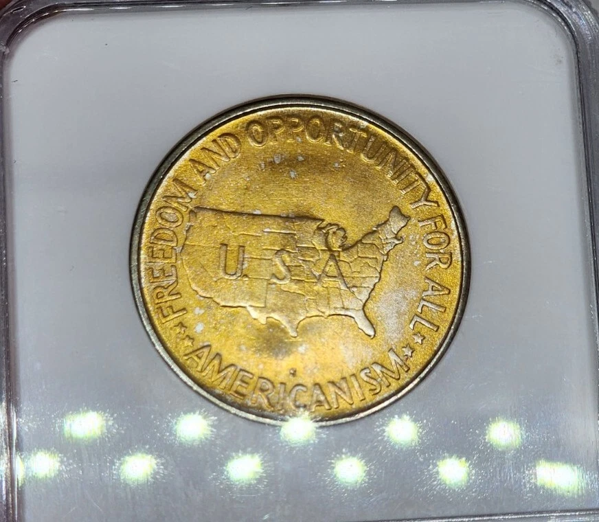 1953 S 50C Washington-Carver Commemorative Half Dollar NGC MS65 Sunset Toned Rev - Image 3 of 4