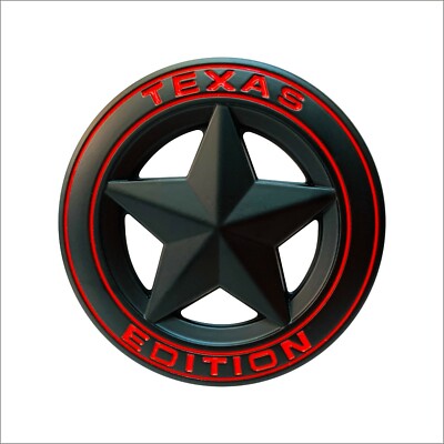 1PC ABS Plastic 3D Round Black+Red Texas Edition Auto/Car/Van Emblem Decal 