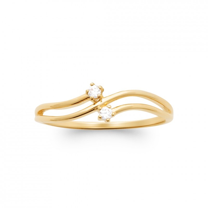 Bague multirangs plaqué or résistant alliance zirconium anti-ternissement