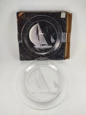 Rare Vintage Toscany Collection 14” Yacht Clear Crystal Platter Japan