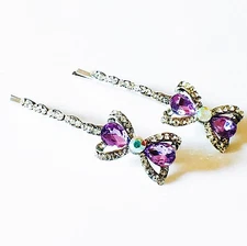 USA Bobby Pin Rhinestone Crystal Hair Clip Hairpin Cute Bowknot Blue Purple 06