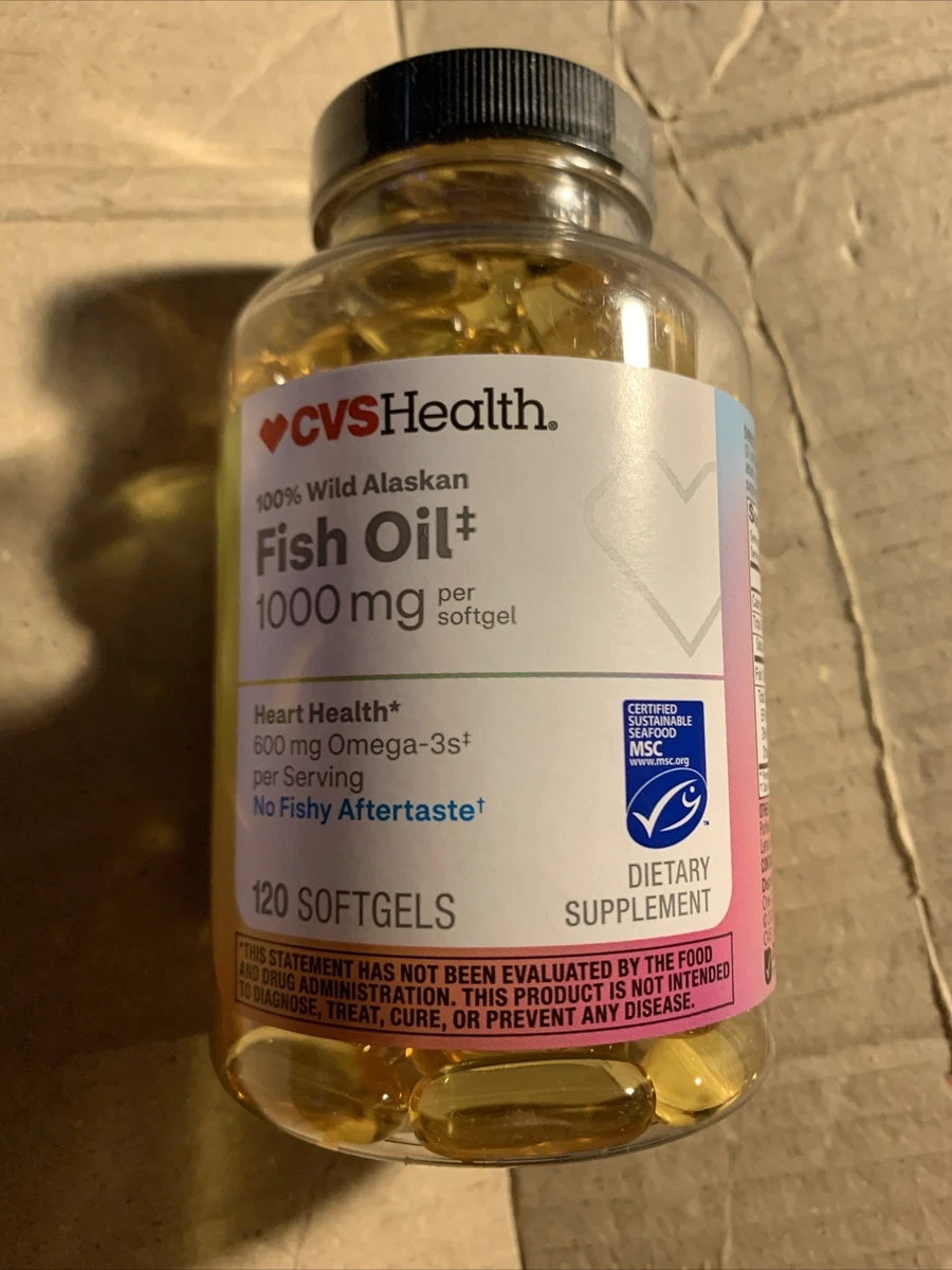 CVS Health 100 Wild Alaskan Fish Oil 1000 mg 120 Softgels Total Exp 07 2024