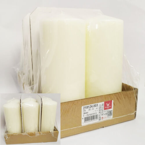 6 pack stump candles cream Ø 8 x 20 cm 32 hours burning time decoration candlelight set  - Picture 1 of 6