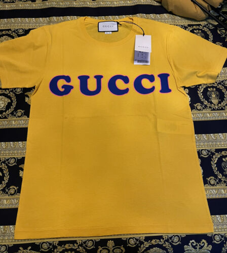 NWT 100% AUTH Gucci GG LOGO T Shirt MRSP $750 Size XS FITS LIKE M Yellow |  eBay