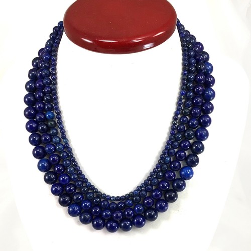 Collar de piedras preciosas hecho a mano joyería redondo suave con cuentas con broche de langosta plateada - Imagen 19 de 65