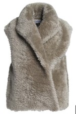 Shearling Gilet Vest Sheepskin Jacket Teddy Grey S 10 38 Us6