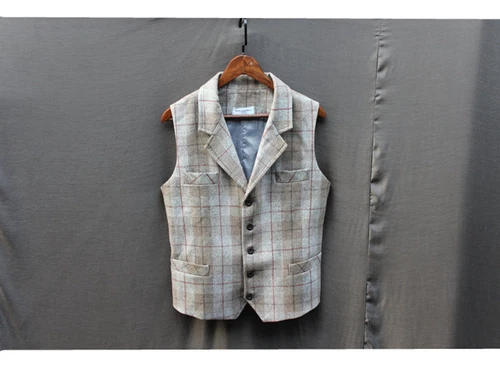 Tweed Men's British Style Wool Blend Retro Double-breasted Vest Waistcoat S-4XL - Picture 10 of 15
