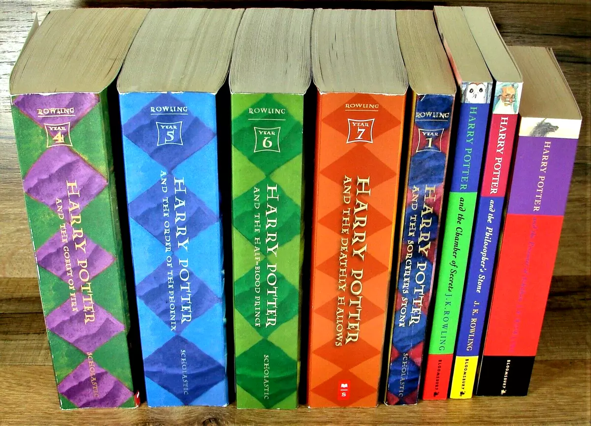 Set Of 8 Harry Potter Paperback Book Collection Inc 5 First Scholastic  Printings