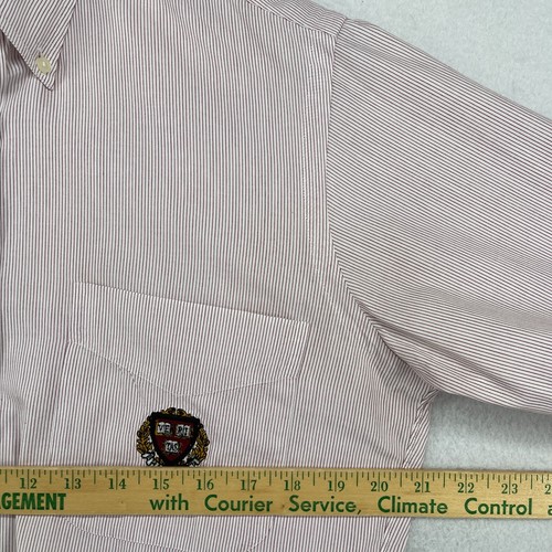 HARVARD UNIVERSITY Shirt Mens S KENNETH GORDON Crimson Striped Cambridge MA Red - Picture 11 of 14