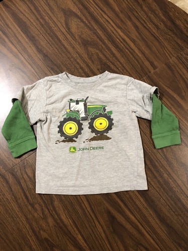 John Deere 3T Tractor Long Sleeve Layered Look Shirt Farmcore Farming Farmer - Picture 1 of 3