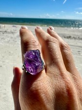 Natural Raw Amethyst Ring. Crown Chakra High Consciousness Activation. Amethyst