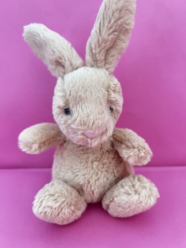 Jellycat Plush Poppet Honey Bunny  Tan Brown Rabbit White Tail Retired 2017 MINI - Afbeelding 1 van 4