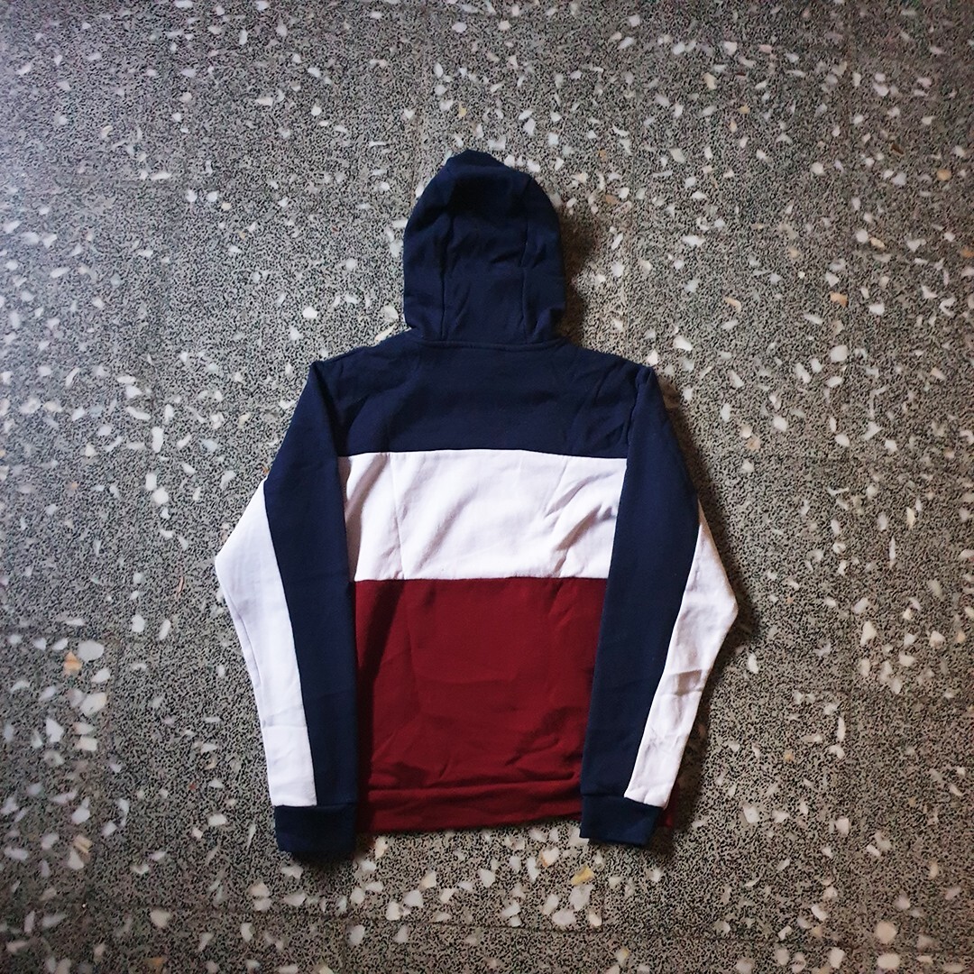 Fila men's Size L Hoodie sweatshirt Hooded Long Sleeve Big logo Blue white Red