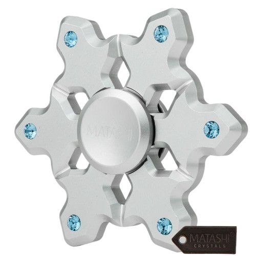 Chrome Plated Silver Snowflake Spinner Ornament w/Matashi Crystals Hanging Decor - Picture 5 of 6