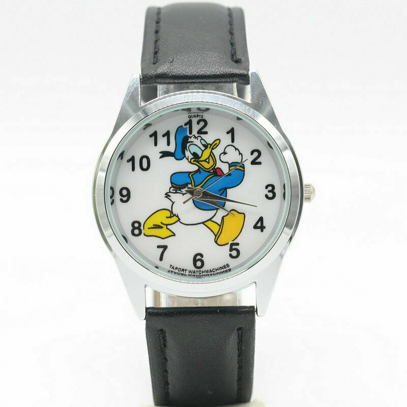 Disney's Donald Duck Character Inspired Black Leather Band Wrist