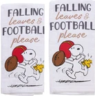 Set of 2 Cotton Towels (16"x26") PEANUTS SNOOPY DOG, FALL LEAVES & FOOTBALL, BB