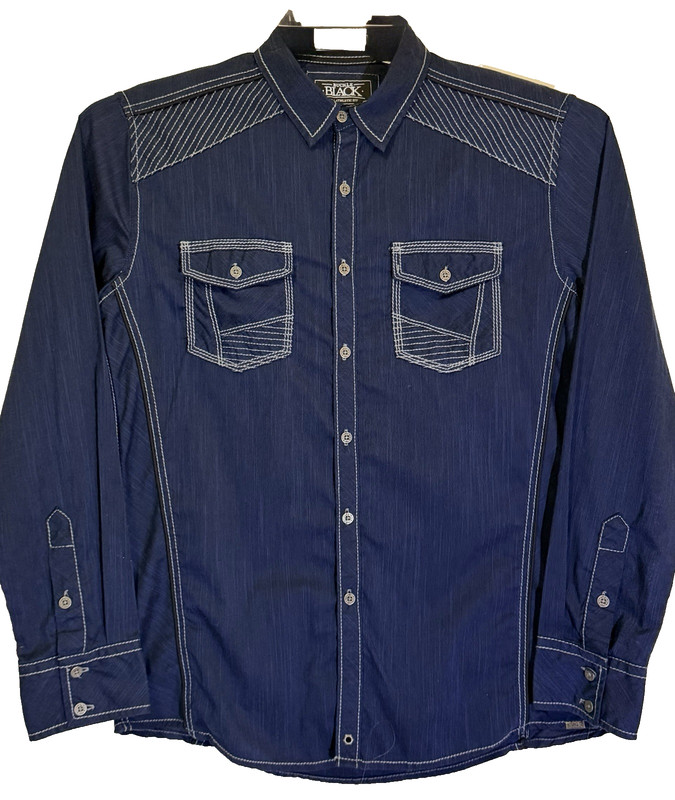 NWOT Men's BUCKLE BLACK L/S Dark Blue Cotton Blend Western Shirt - MED