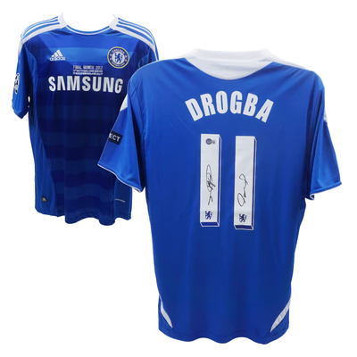 Torres & Drogba Signed 2012 UCL Final Chelsea Soccer Jersey with