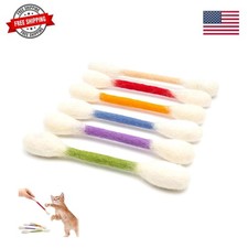 Cotton Swabs Cat Toys, 6 Pack Cat Qtip Toy with Catnip Giant Kitten Chew Stic...