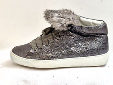 Authentic Moncler Fur Trim Metallic Hi Sneakers EU 40 UK 7 Made in Italy