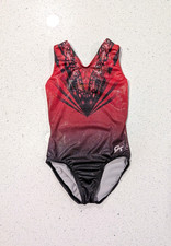 BEAUTIFUL GK ELITE Gymnastics Dance Leotard CS Small Mystique Red Black OMBRE