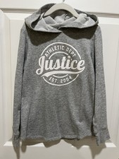 Justice, Girls Sweatshirt, Hooded, Gray, Size 8
