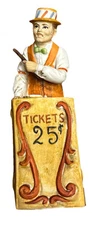 LIONSTONE WHISKEY DECANTER CARNIVAL TICKET MAN CIRCUS 1974 VINTAGE RARE