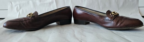 Salvatore Ferragamo Women's Loafers Gancini Gold Buckle Leather Brown Size 9 - Picture 12 of 15