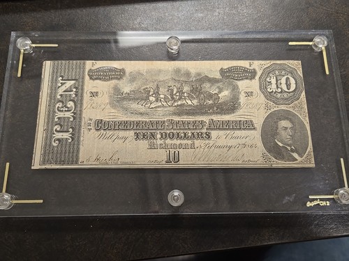 T-68 1864 Ten $10 Dollar Schein CSA Note Confederate States of America Richmond
