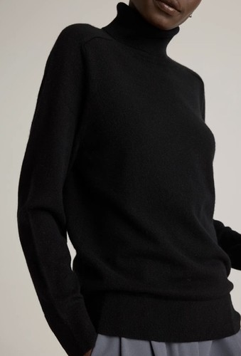 Quince 100% Mongolian Cashmere Turtleneck Sweater in Black Cozy Classic Sz Sm