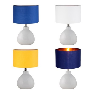 Moderne 43 cm weiße Keramik Nachttischlampe Tischlampe Stoffschirm