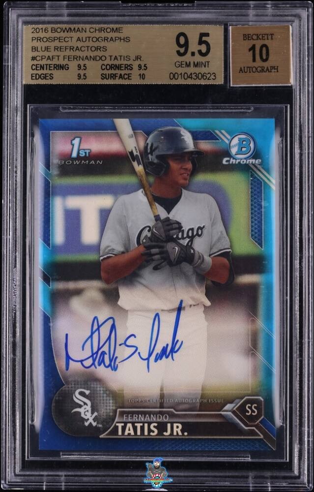 2016 Fernando Tatis Jr. BGS 9.5 10 Bowman Chrome Priospect Auto Blue Ref 100/150
