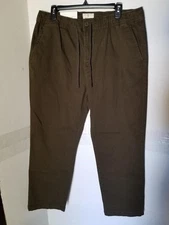 Mutual Weave Men's Relaxed Elastic Drawstring Green Chino Pants Size Large - NWT