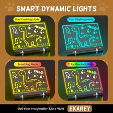 7-Color LED Drawing Board for Kids, 13.8"X9.8" Acrylic DIY Drawing Pad for Ki...