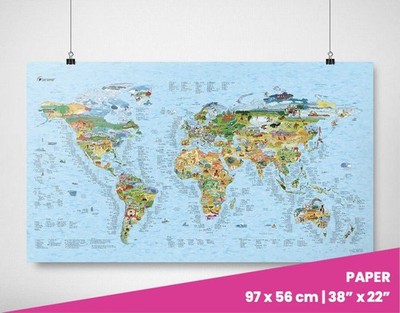 World Surfing Wall Map - Hand Drawn Poster of Surf Sites Around the World