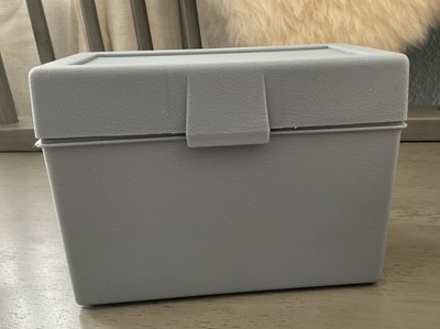 Vintage Oxford A-Z Card Guides 4'' x 6'' Sterling Blue Gray Plastic File Box 1981