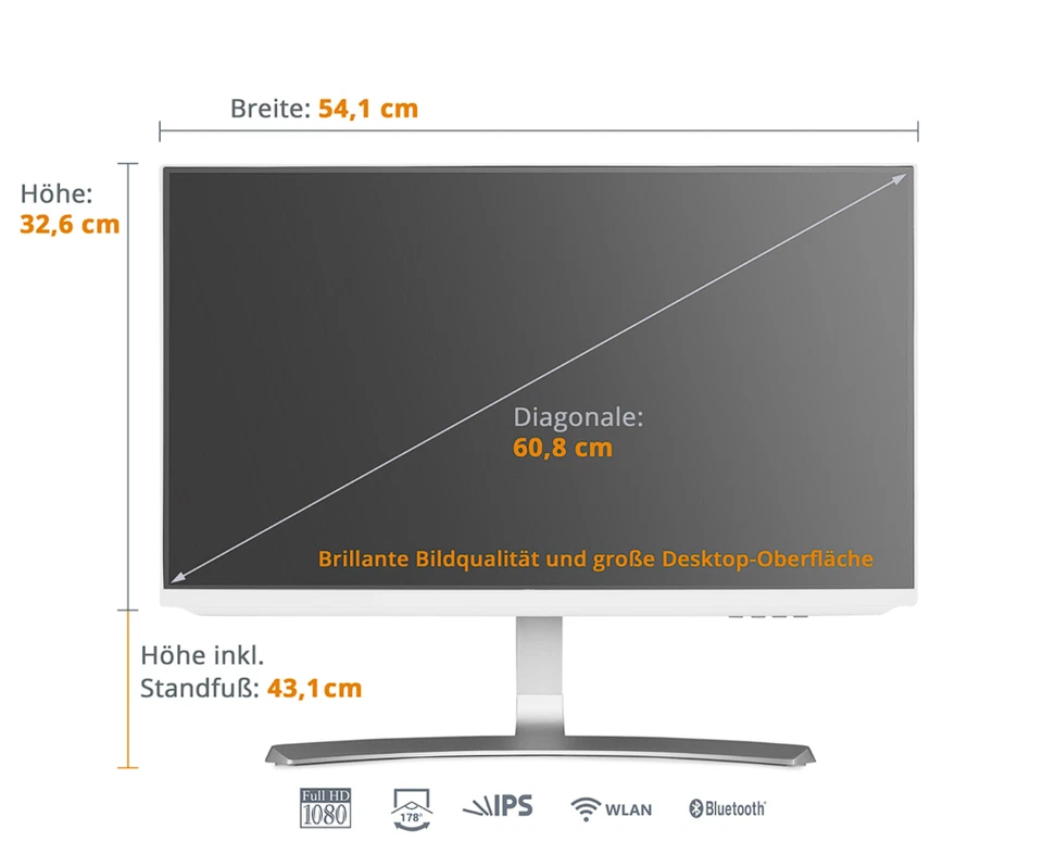 All-In-One-PC Weiß AMD Ryzen 3 Computer | 24" | Windows 11 | 500GB SSD | 8GB RAM - Bild 3 von 4