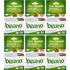 6 Pack Beano Food Enzyme Dietary Supplement Tablets 100 Each