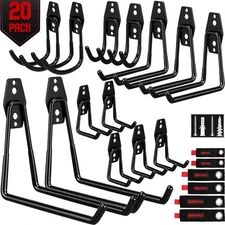 20 Pack Heavy Duty Garage Storage Hooks with Extension Cord Organizer, Solid Ste