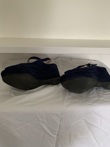 Russell & Bromley Blue Suede Wedge Shoes Size 6/39 - Picture 5 of 7