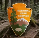 Vintage National Park Service Porcelain Sign Camping Hunting Fish Gas Oil 12"X9"