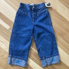 VTG Oshkosh B gosh Girls Denim Jeans Cuffed Wide Leg Butterflies NWT 5