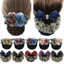 Haarclip mit Haarnetz Dutt Haarklammer Haarspange Schleife Strass