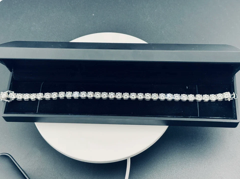 Certified Moissanite Tennis Bracelet 925 Silver D Color VVS1 Iced Out With Paper - Image 2 of 3