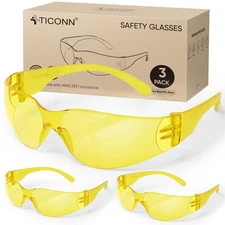 3 Clear Safety Glasses for Men, Safety Goggles with Scratch Impact Resistant ...