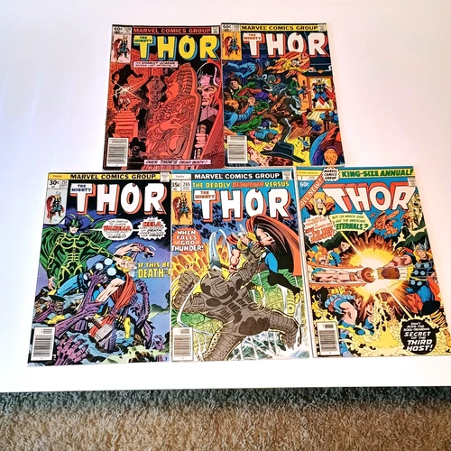 VINTAGE 1970's MARVEL COMICS THOR LOT OF 5 - BRONZE AGE