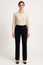 Dolce & Gabbana Pinstripe Trouser Pants Virgin Wool Straight Leg Black 46 US 10